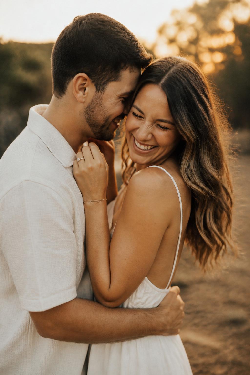 Candid engagement photograph at sunset, Pretoria